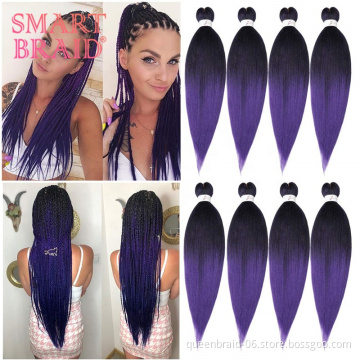 Hot Water Set Pre-Stretched Hair Extensions Ombre Synthetic Cheap Black Braiding Hair Prestretch Braid Hair Private Label